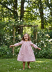 Vestido manga larga lino rosado - Lina Sustentable, ropa Niño Chile, ropa de niño en oferta