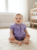 Blusa manga corta floreado lila - Lina Sustentable, ropa Niño Chile, ropa de niño en oferta
