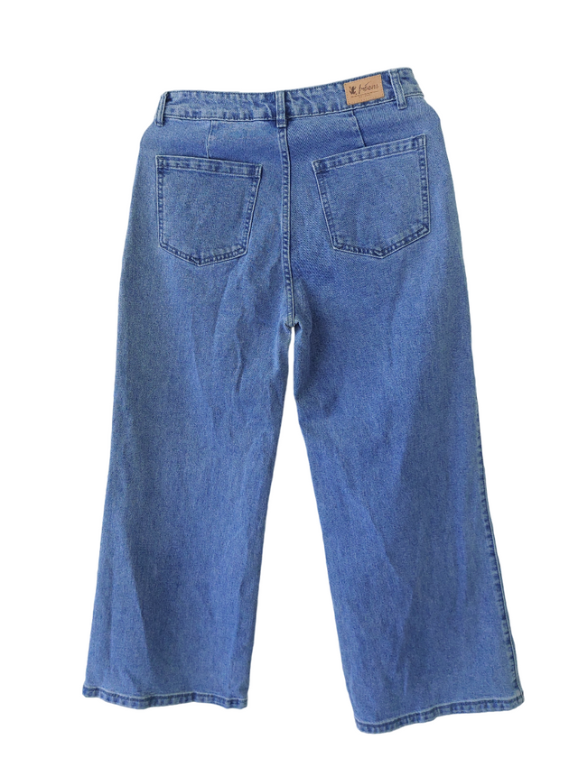 Jeans azul tiro alto bolsillos - Lina Sustentable, ropa Niño Chile, ropa de niño en oferta