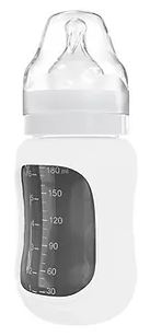 Mamadera Vidrio 180 ml boca ancha con funda de Silicona removible - Lina Sustentable, ropa Niño Chile, ropa de niño en oferta