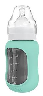 Mamadera Vidrio 180 ml boca ancha con funda de Silicona removible - Lina Sustentable, ropa Niño Chile, ropa de niño en oferta