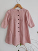 Vestido manga larga lino rosado - Lina Sustentable, ropa Niño Chile, ropa de niño en oferta