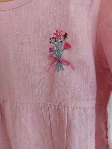 Blusa primavera manga larga bordada rosa - Lina Sustentable, ropa Niño Chile, ropa de niño en oferta
