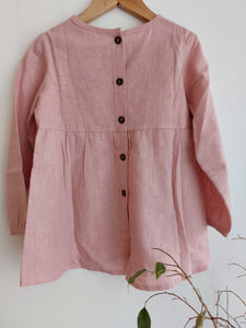 Blusa primavera manga larga bordada rosa - Lina Sustentable, ropa Niño Chile, ropa de niño en oferta