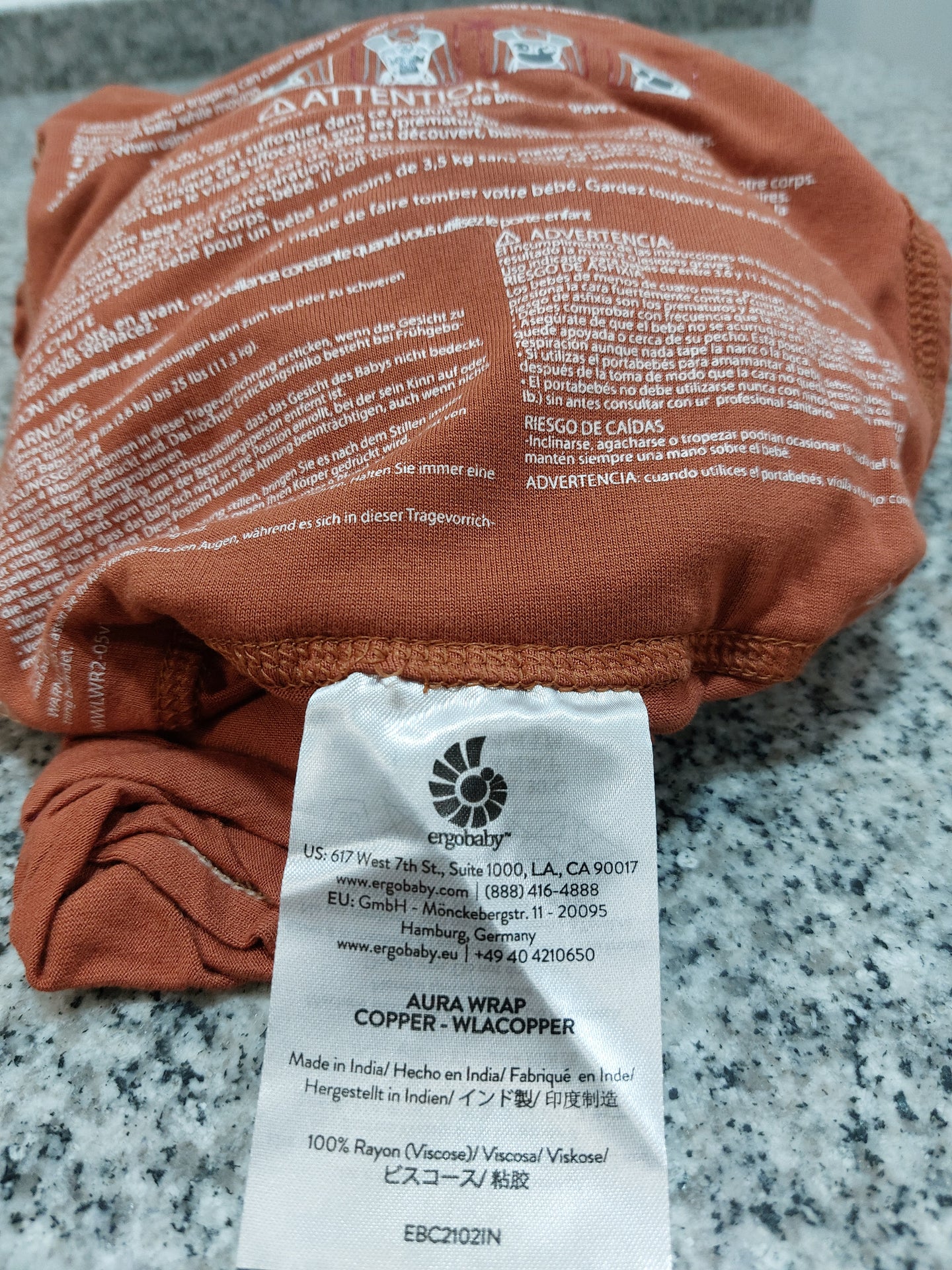 Fular Ergobaby Copper - Lina Sustentable, ropa Niño Chile, ropa de niño en oferta