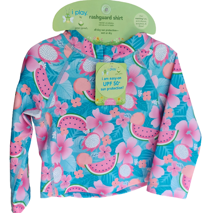 Iplay Polera Manga Larga celeste tropical frutas FILTRO UV  