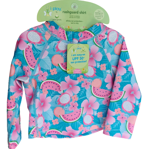 Iplay Polera Manga Larga celeste tropical frutas FILTRO UV  