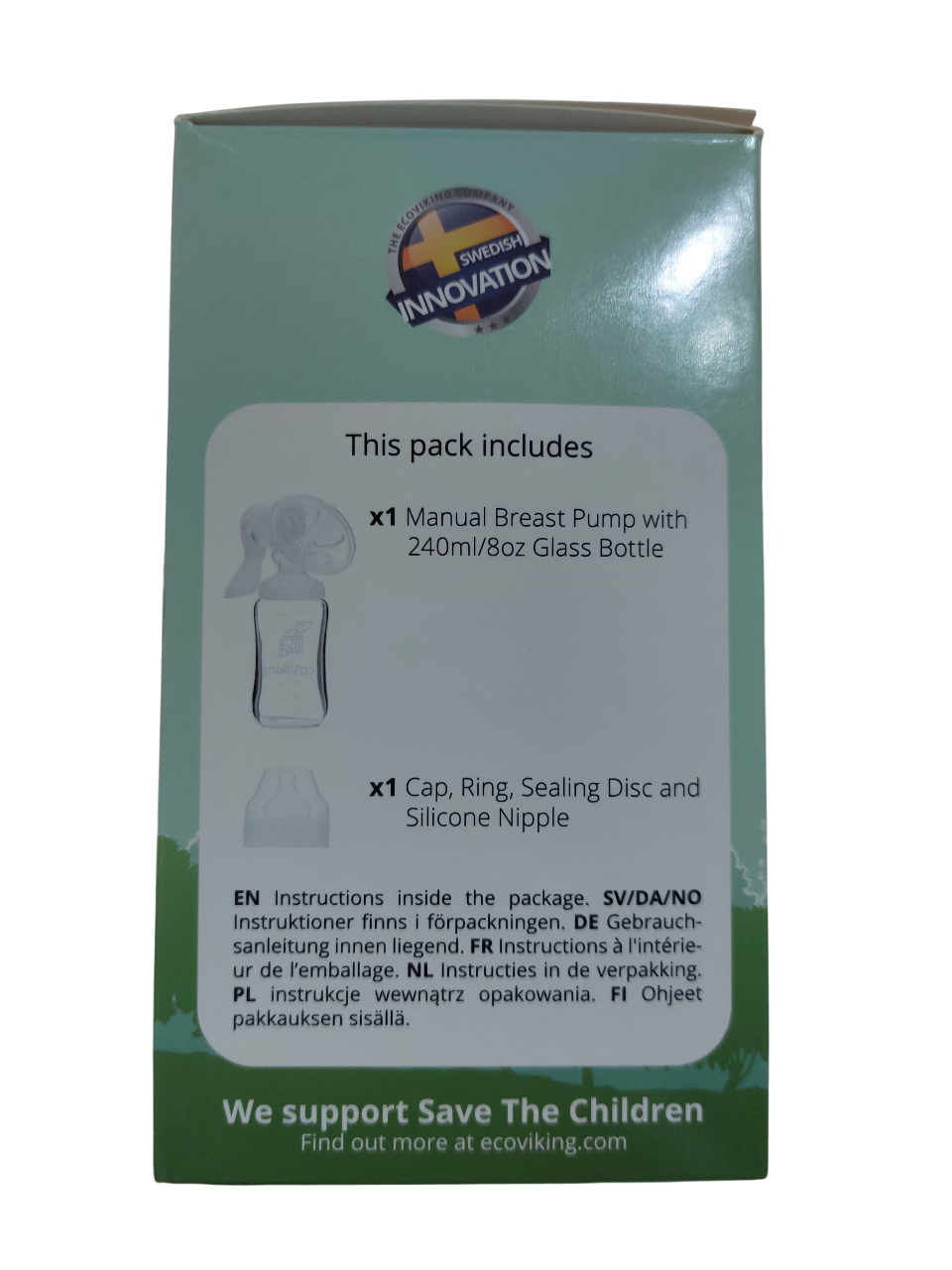 Extractor sacaleche manual con mamadera de vidrio 240ml - Lina Sustentable, ropa Niño Chile, ropa de niño en oferta