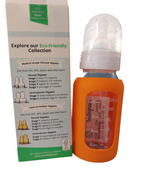 Mamadera Vidrio 120 ml boca estándar con funda de Silicona removible - Lina Sustentable, ropa Niño Chile, ropa de niño en oferta