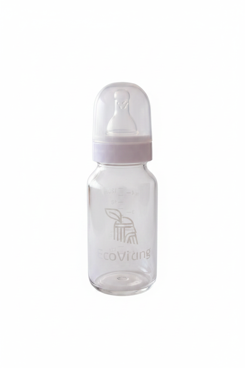 Mamadera Vidrio 120 ml boca estándar - Lina Sustentable, ropa Niño Chile, ropa de niño en oferta