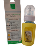 Mamadera Vidrio 120 ml boca estándar con funda de Silicona removible - Lina Sustentable, ropa Niño Chile, ropa de niño en oferta