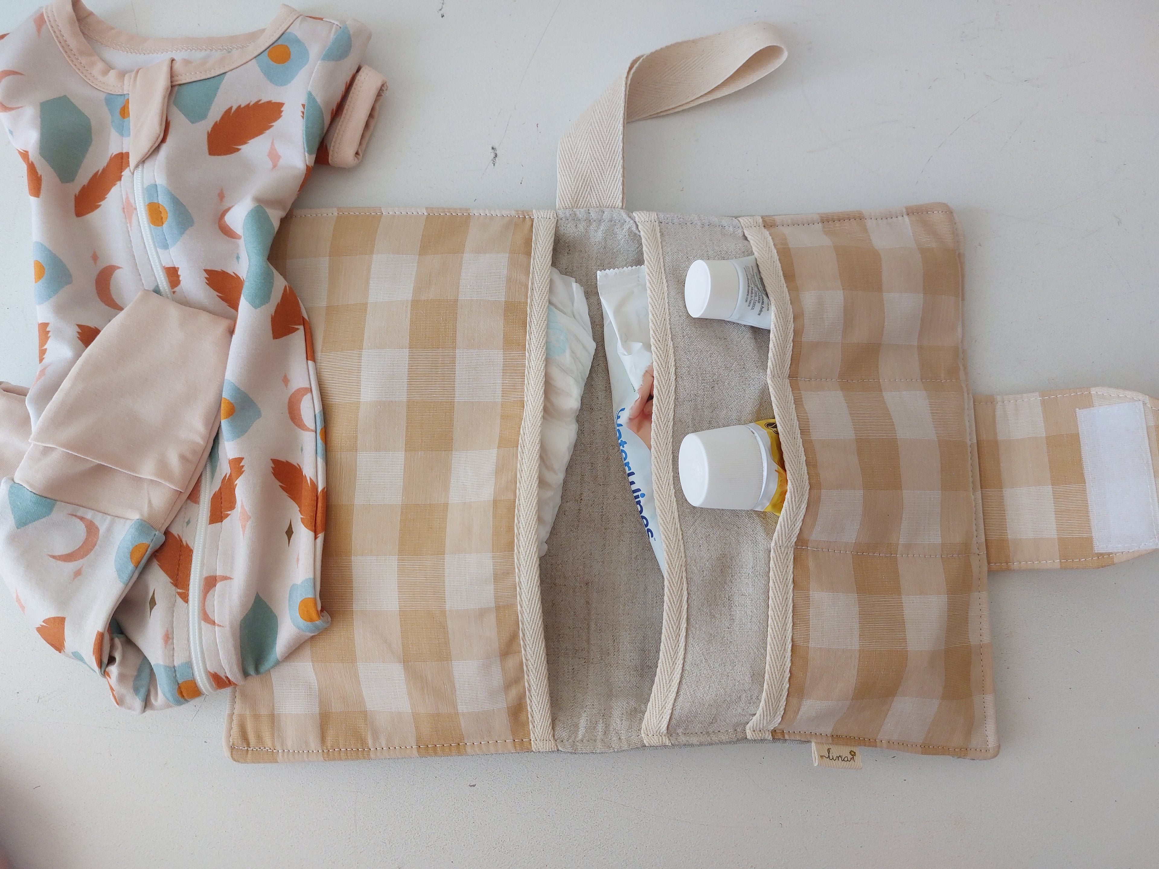 Estuche Porta Pañales Acolchado de Algodón/Lino - Lina Sustentable, ropa Niño Chile, ropa de niño en oferta