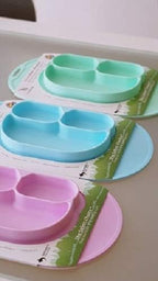 Plato de silicona libre BPA bandeja con ventosa - Lina Sustentable, ropa Niño Chile, ropa de niño en oferta
