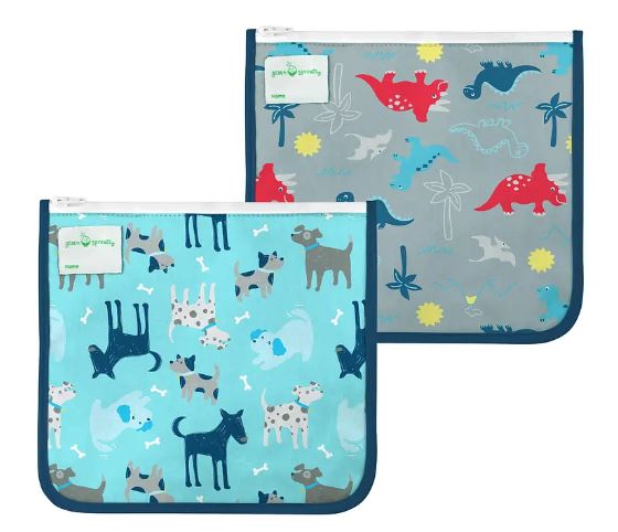 Pack de 2 Bolsas Reusable Colación / Snack Celeste Perro