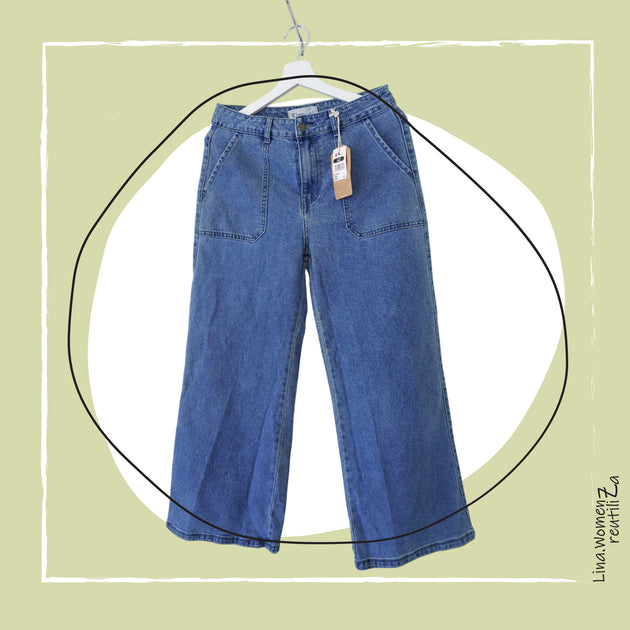 Jeans azul tiro alto bolsillos - Lina Sustentable, ropa Niño Chile, ropa de niño en oferta