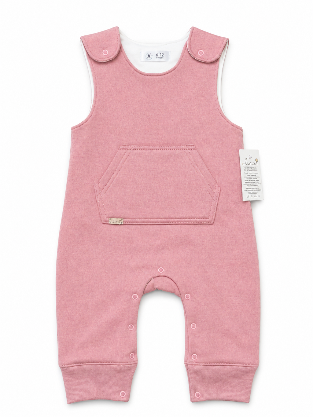 Jardinera bebé interior algodón 100% Pima 6 a 12 meses color rosa