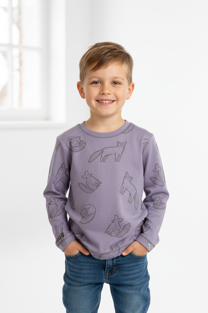 Polera Manga Larga Algodón Pima 100% Orgánico Zorro