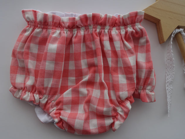 Bombacho cuadrillé rosado - Lina Sustentable, ropa Niño Chile, ropa de niño en oferta