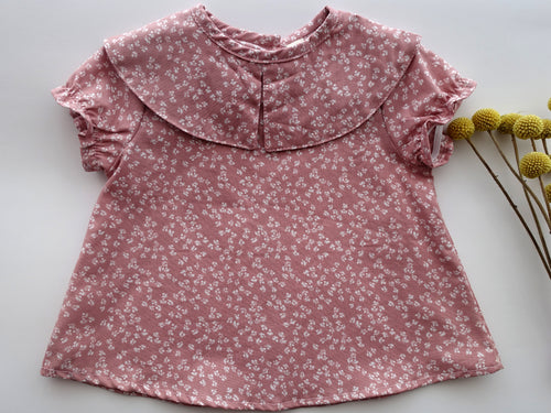 Blusa manga corta floreado rosa - Lina Sustentable, ropa Niño Chile, ropa de niño en oferta