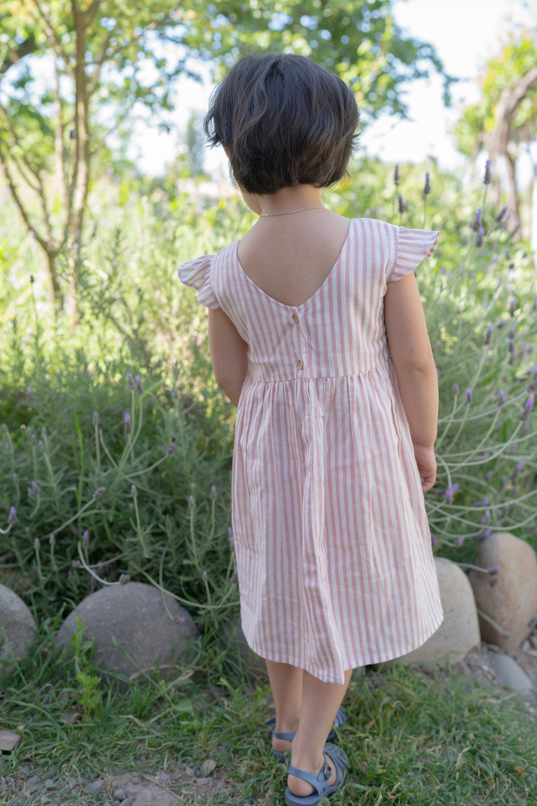 Vestido alas 1 algodón lino - Lina Sustentable, ropa Niño Chile, ropa de niño en oferta
