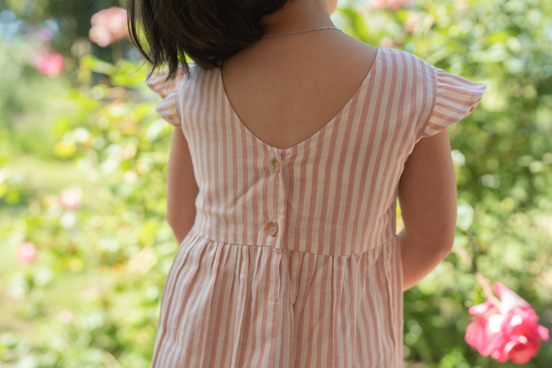 Vestido alas 1 algodón lino - Lina Sustentable, ropa Niño Chile, ropa de niño en oferta