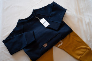 Polerón canguro algodón azul - Lina Sustentable, ropa Niño Chile, ropa de niño en oferta