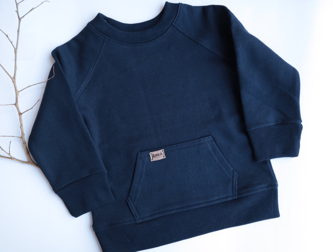 Polerón canguro algodón azul - Lina Sustentable, ropa Niño Chile, ropa de niño en oferta