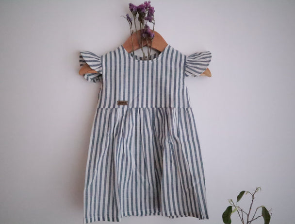 Vestido alas 1 algodón lino - Lina Sustentable, ropa Niño Chile, ropa de niño en oferta