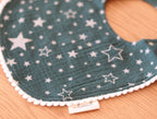 Babero algodón orgánico con bolilllo - Lina Sustentable, ropa Niño Chile, ropa de niño en oferta