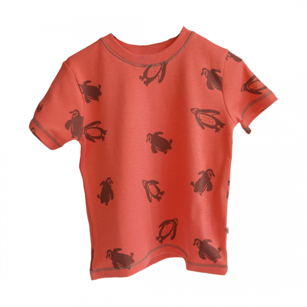 Baby Campoo Polera Manga Corta Roja Pola Pingüino de Humbold