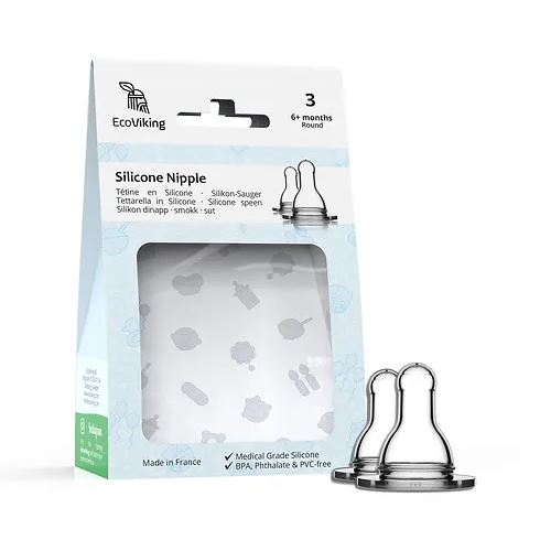 Tetina redonda silicona libre BPA para mamadera cuello estándar - Lina Sustentable, ropa Niño Chile, ropa de niño en oferta