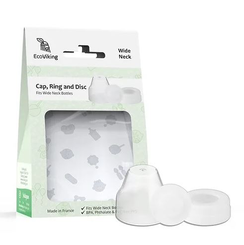 Accesorio tapa, anillo y disco para mamadera cuello ancho - Lina Sustentable, ropa Niño Chile, ropa de niño en oferta