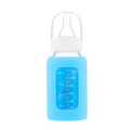 Mamadera Vidrio 120 ml boca estándar con funda de Silicona removible - Lina Sustentable, ropa Niño Chile, ropa de niño en oferta