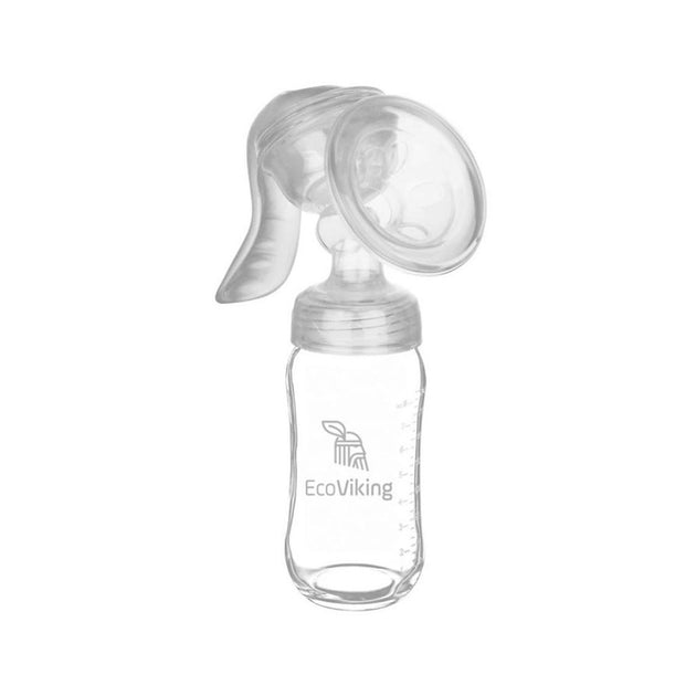 Extractor sacaleche manual con mamadera de vidrio 240ml - Lina Sustentable, ropa Niño Chile, ropa de niño en oferta