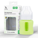 Mamadera Vidrio 120 ml boca ancha con funda de Silicona removible - Lina Sustentable, ropa Niño Chile, ropa de niño en oferta