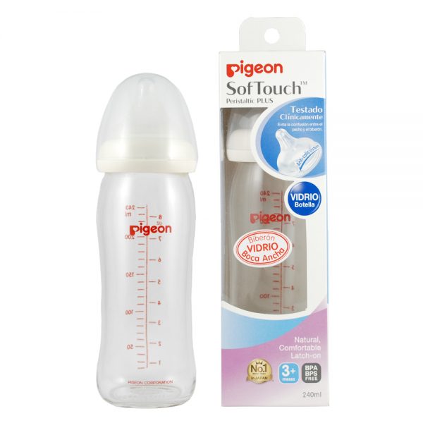 PIGEON SofTouch MAMADERA (VIDRIO) 240ml