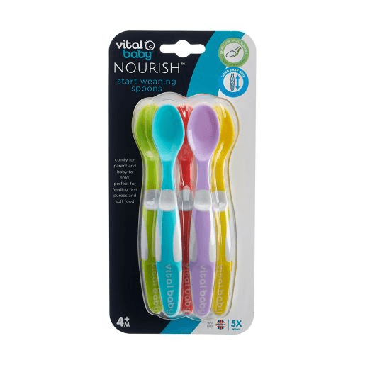 Pack cucharas destete punta suave 5uni - Lina Sustentable, ropa Niño Chile, ropa de niño en oferta